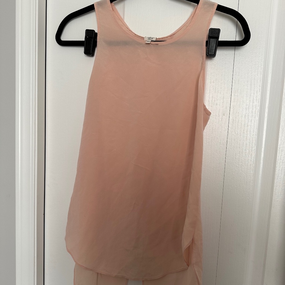 NWOT Aritzia Wilfred silk sleeveless drape open back blouse blush pink XXS